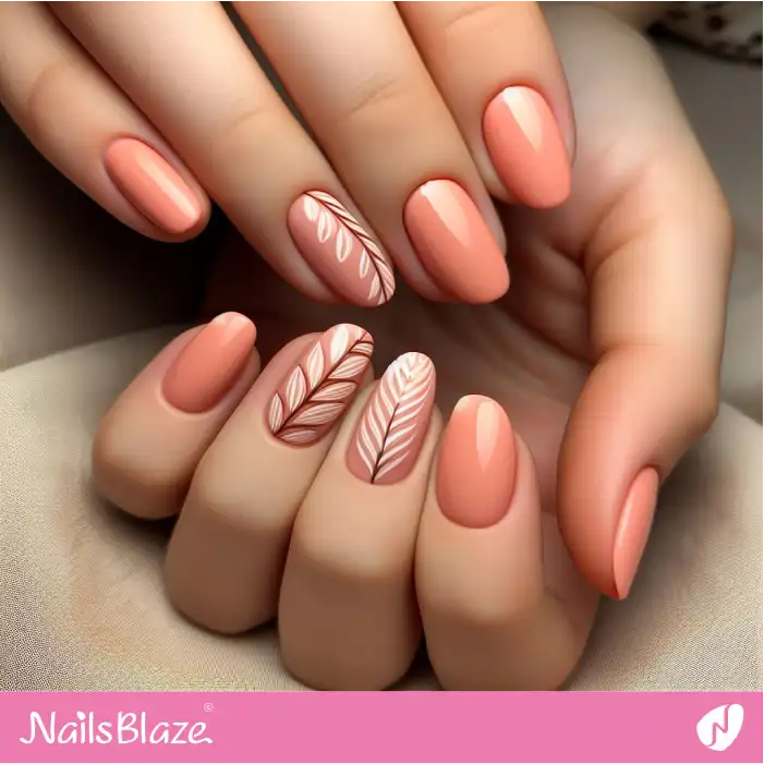 Peach Fuzz Color Leaf Nails | Nature-inspired Nails - NB1661